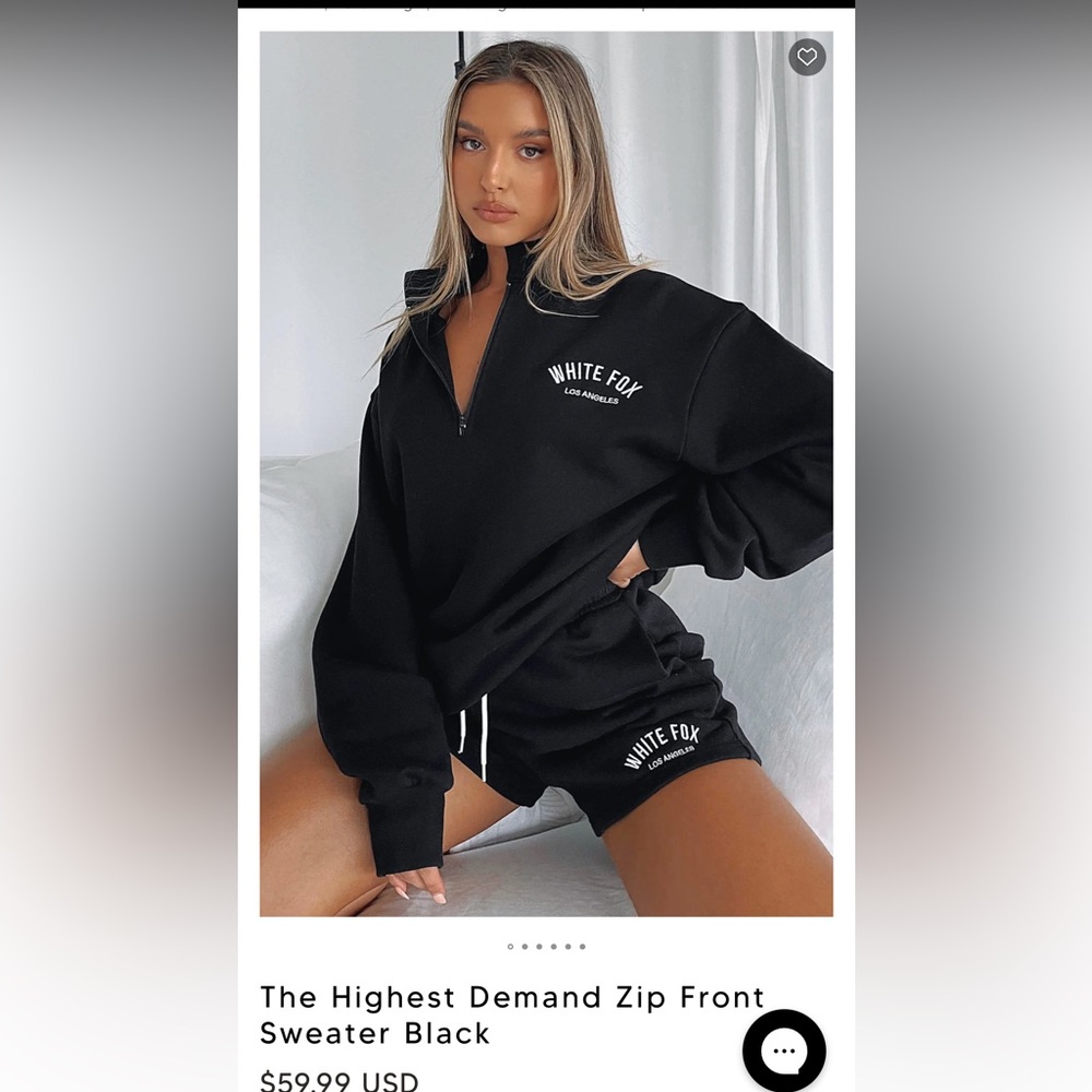 The Highest Demand Zip Front Sweater Black White Fox